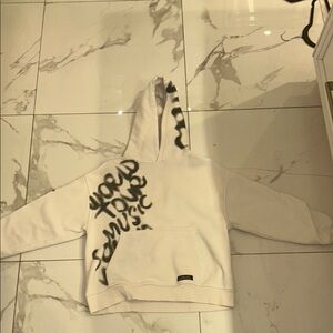 White Hoodie with Black Graffiti Design